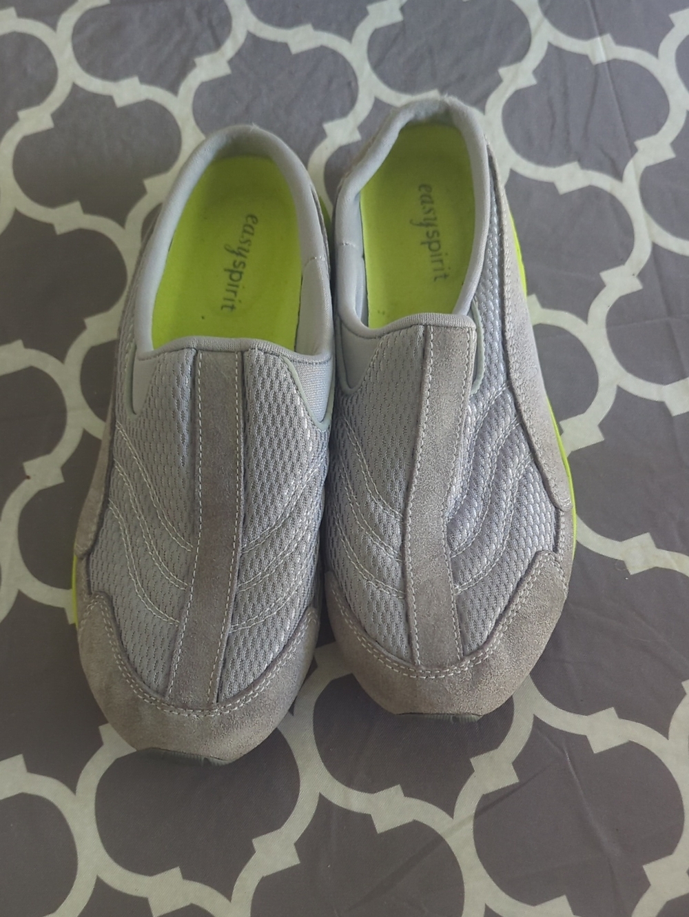 Easy Spirit Slip-On Sneakers in Gray with Lime Insole